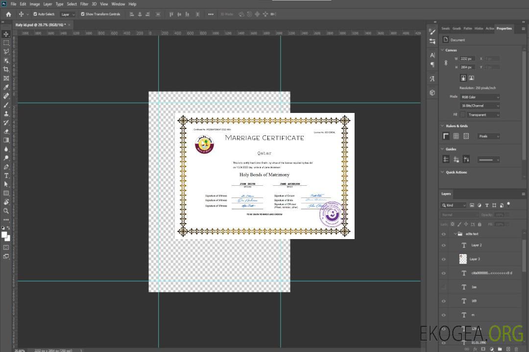 Modèle Word et PDF de certificat de mariage du Qatar template Modèle Word et PDF de certificat de mariage du Qatar template